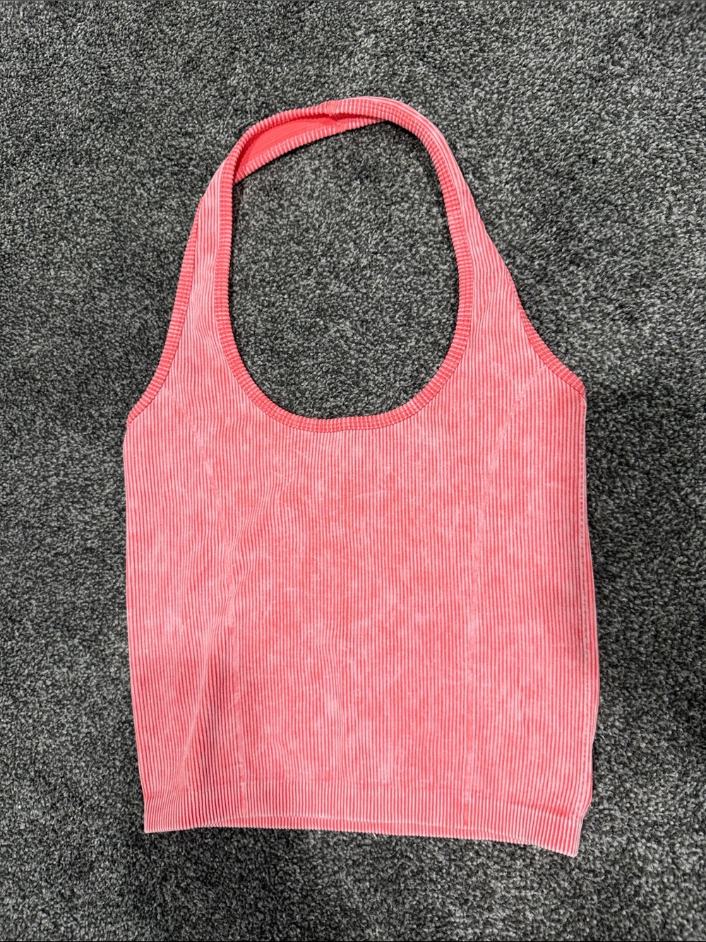 American Eagle Outfitters Coral Ribbed Halter Tank Top